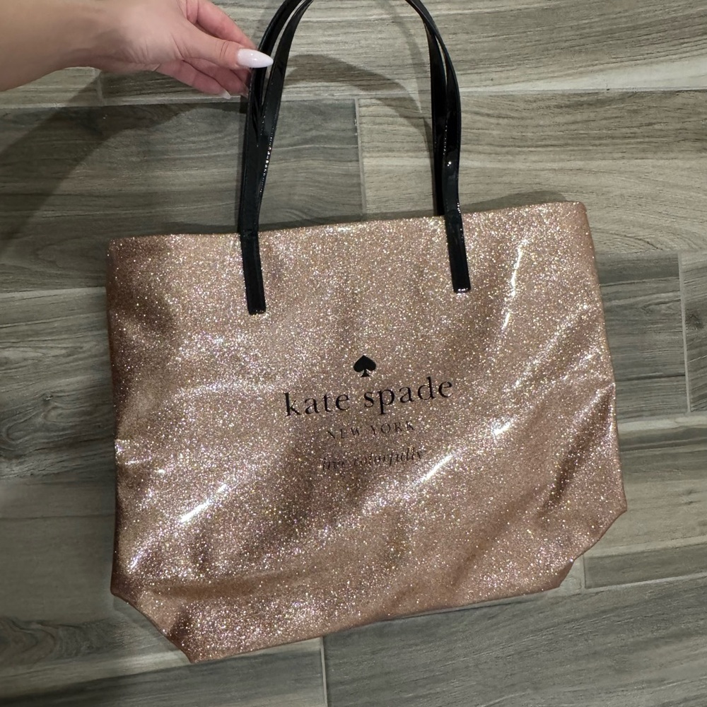 Kate Spade Sparkle Tote - Rose Gold and Black
